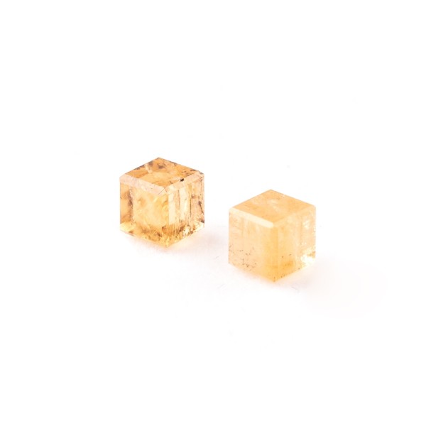 Imperial topaz, yellow, cube, smooth, 5x5mm