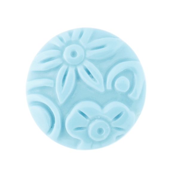 Turqoise (reconstructed), turquoise, raised engraving, double-sided, round, 18 mm
