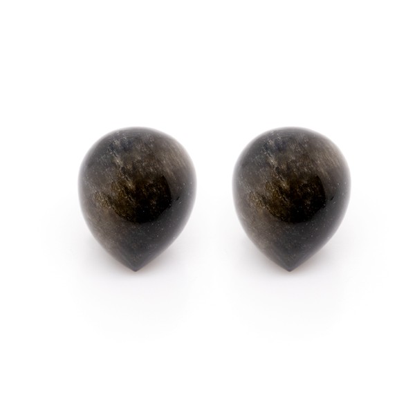 Obsidian, gold, Spitzpampel, glatt, 13x11 mm