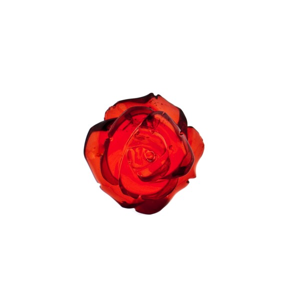 Amber, red, carved rose flower, Ø 20 mm
