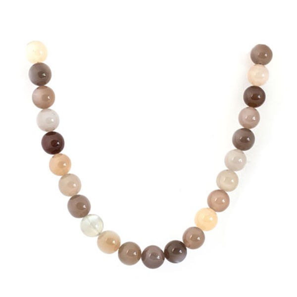 Mondstein, Strang, multicolor, Kugel, glatt, Ø 11 mm