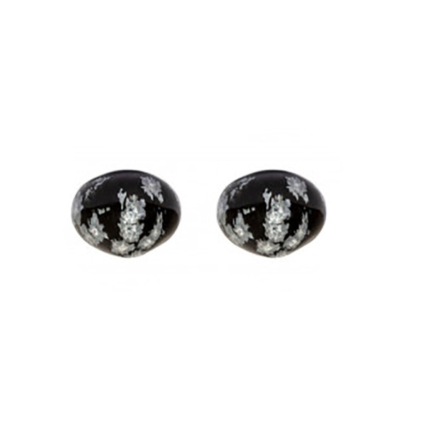 Snowflake obsidian, black, white spots, smooth teardrop, onion shape, 13 x 11 mm