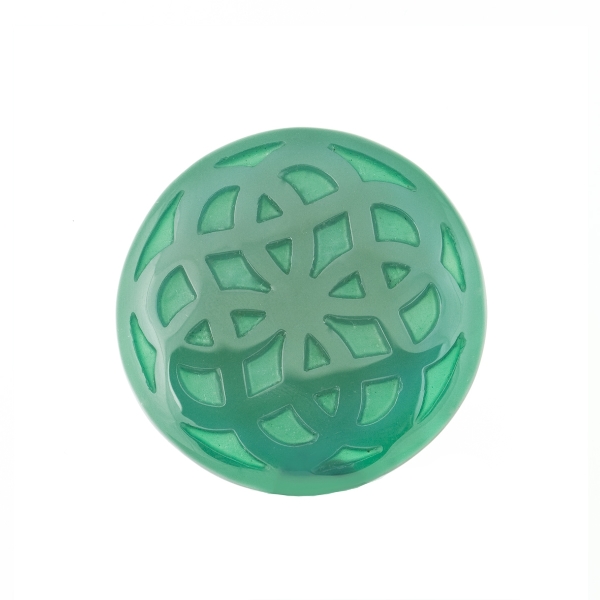 Agate, green, engraved, ornament, round, 25 mm