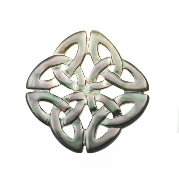 Mother-of-pearl, grey, Ornament, Filigran, antique, 34 mm