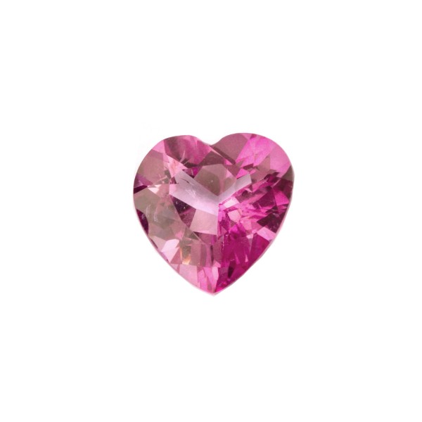 Topaz, pink, checker board, heart shape, 11x11mm