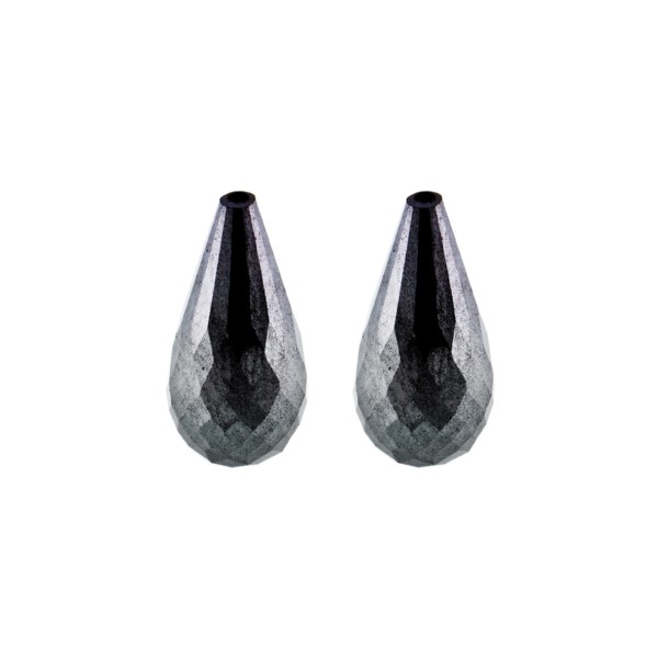 Hematite (bloodstone), grey, teardrop, faceted, 22 x 10 mm