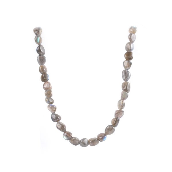 Labradorit, Strang, grau, Barock, glatt, 18x11 - 12x11 mm