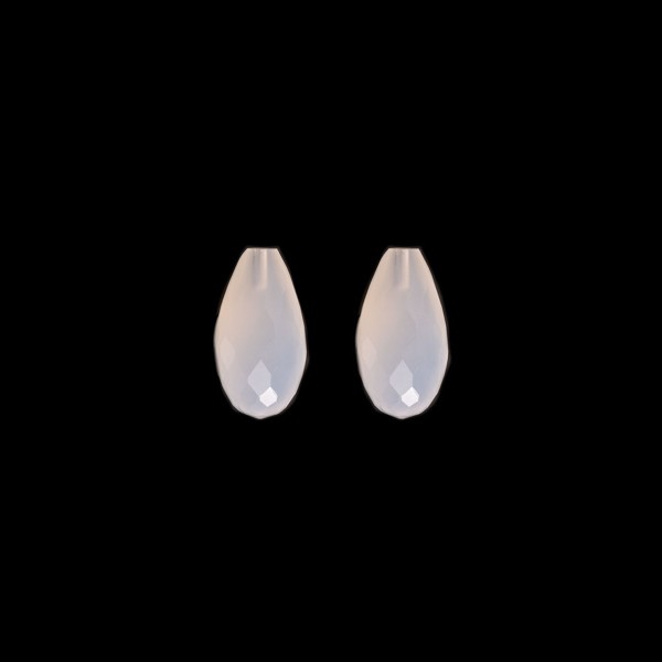 Achat, gefärbt, weiß, Pampel, facettiert, Harlekin, 15x8mm
