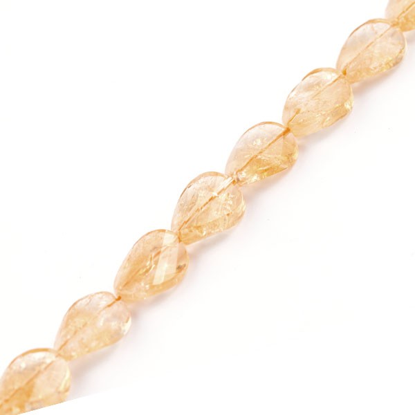 Citrine, strand, golden color, lense, twist, faceted, 18x13 mm