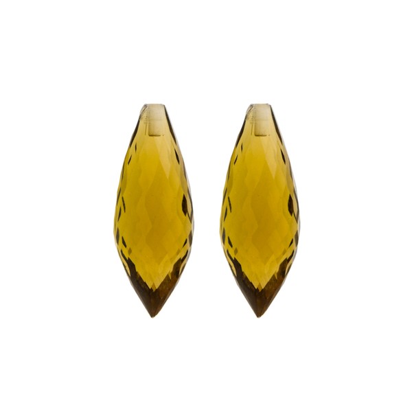 Champagne quartz, champagne, pointed teardrop, faceted, 26 x 10 mm