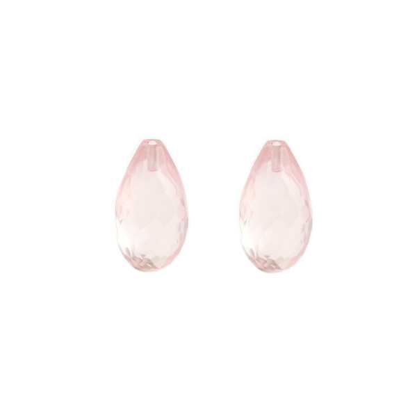 Rose quartz, rose, faceted teardrop (harlequine), 18x11mm