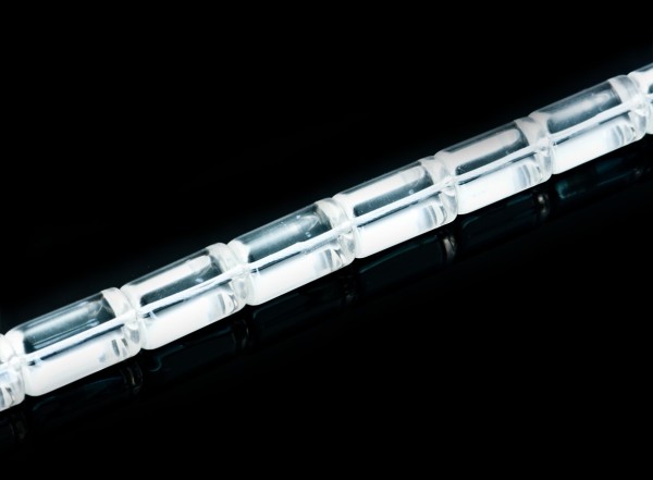 Rock crystal, necklace, tube beads, 22 x 12 mm