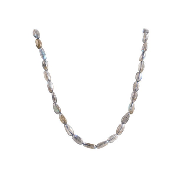Labradorite, strand, grey, baroque, smooth, 12x6 mm