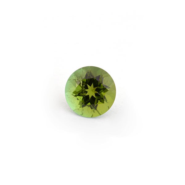 Tourmaline, green, faceted, round, 7 mm