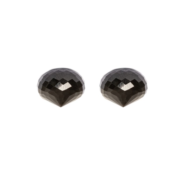Obsidian, black, faceted teardrop, onion shape, 11x9mm