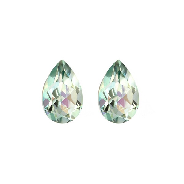 Topas, behandelt, grün, Birnenform, facettiert, 12x8 mm