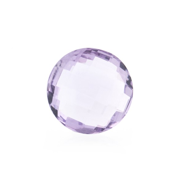 Amethyst aus Brasilien, flieder, Briolett, facettiert, rund, 12mm