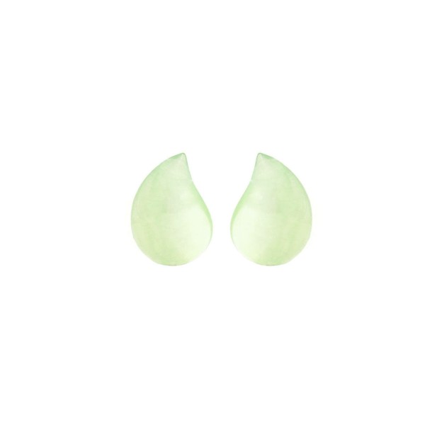 Prehnite, green, wave, cabochon, 14x10mm