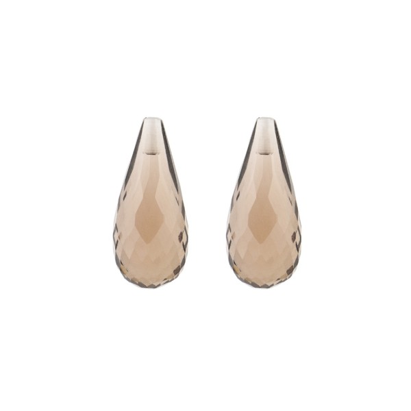 Smoky quartz, medium brown, teardrop, faceted, 22 x 10 mm