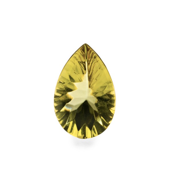 Natural amber, green, buff top, concave, pear shape, 14 x 10 mm