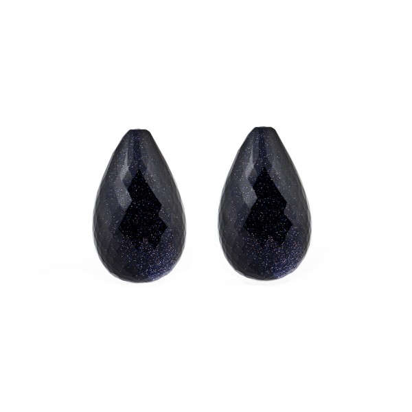 Blaufluss, blau, Pampel, facettiert, Harlekin, 18x11mm