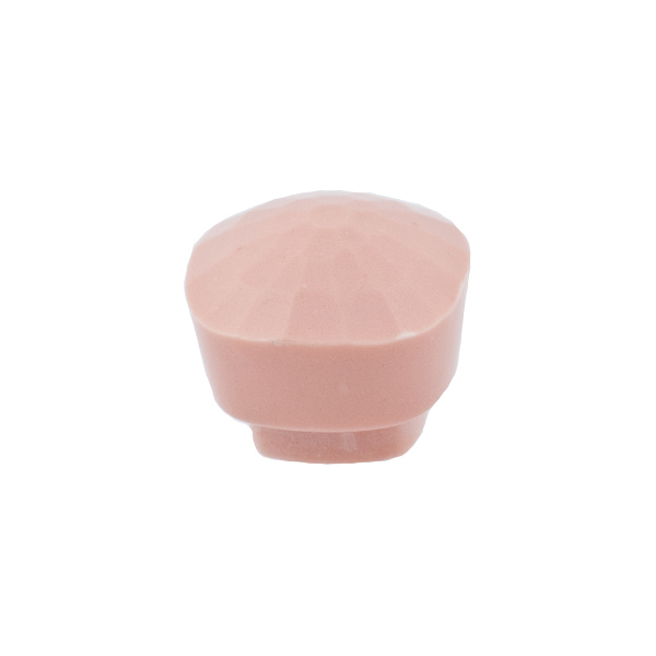 Coral, reconstructed, angel skin, button, faceted, antique shape, 11 x 11 mm