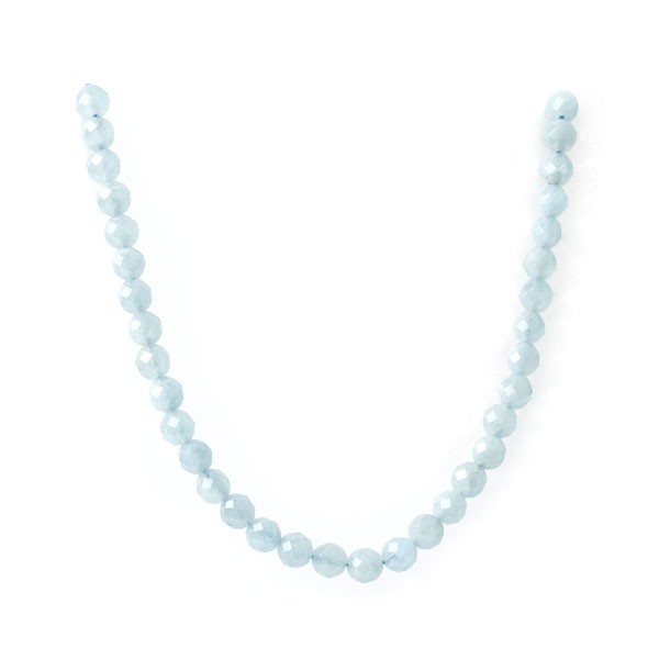 Aquamarine, strand, blue, bead, faceted, Ø 8 mm