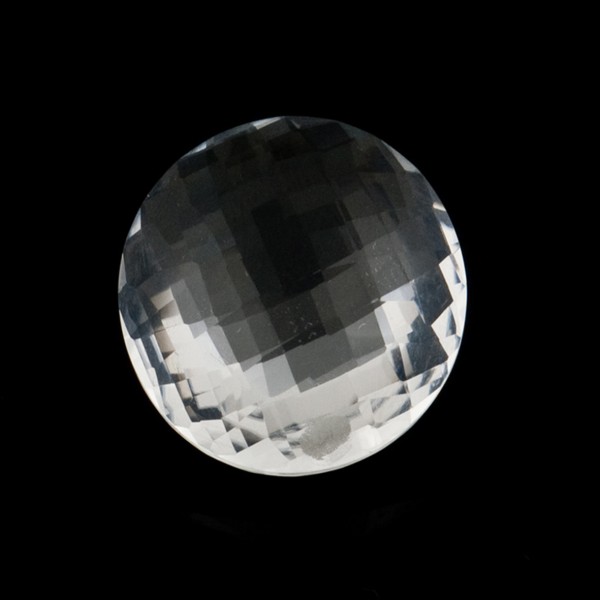 Bergkristall, transparent, farblos, Briolett, facettiert, rund, 14mm