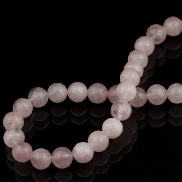 Morganit, Strang, rosa, Kugel, glatt, A Qualität, Ø 8mm
