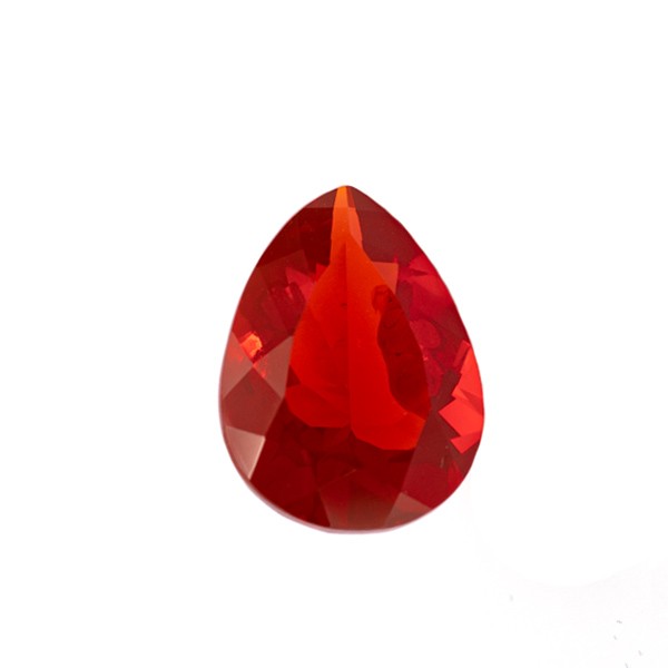 Feueropal, rot, Birnenform, facettiert, 18x13 mm
