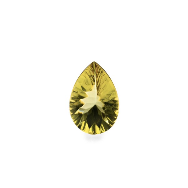 Natural amber, green, buff top, concave, pear shape, 10 x 7 mm