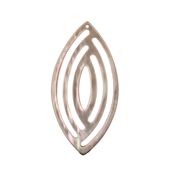 Mother-of-pearl, brown, ornament, navette, 40x20 mm