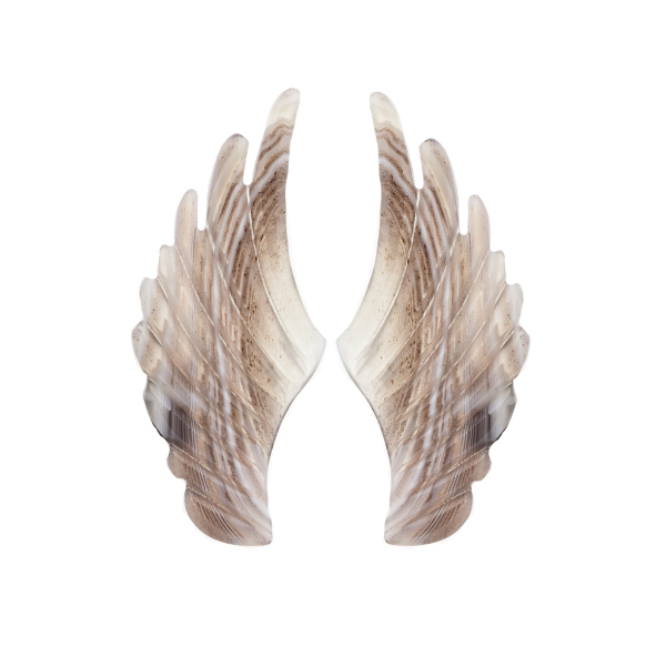 Botswana agate, grey/white, wing, 43 x 19 mm