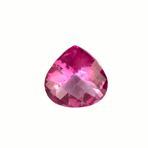 Topaz, pink, checker board, heart shape, 14x14mm