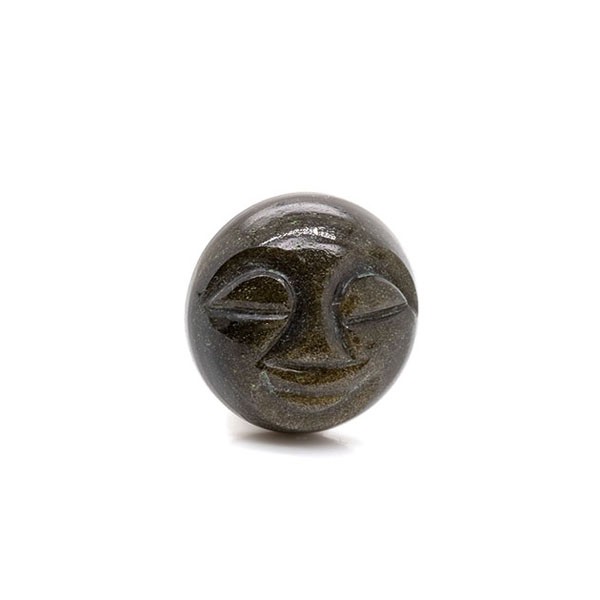 Golden obsidian, black/gold, moon face, round, 14mm