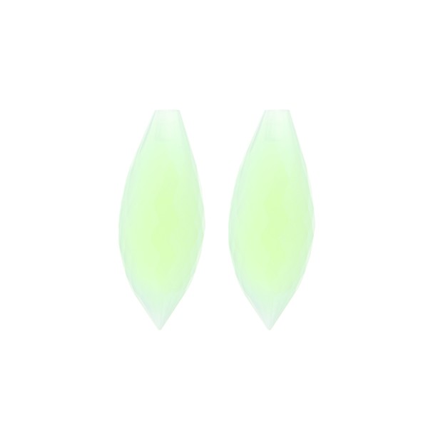 Prehnite, green, pointed teardrop, faceted, 26 x 10 mm
