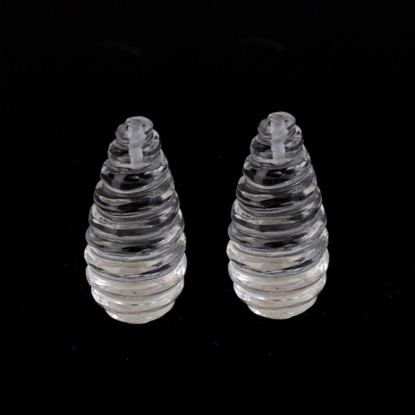 Bergkristall, transparent-farblos, Pampel, gerieft, 24x10mm