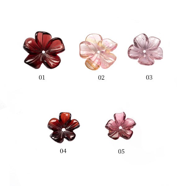 Tourmaline, multicolour, flower engraved