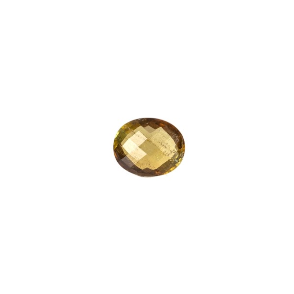 Tourmaline, green-brown, faceted briolette, oval, 10x8mm