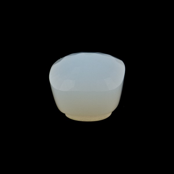 Agate, dyed, white, faceted, button, antique shape, 10 x 10 mm