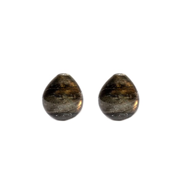 Labradorite, grey, teardrop, smooth, 9x8mm