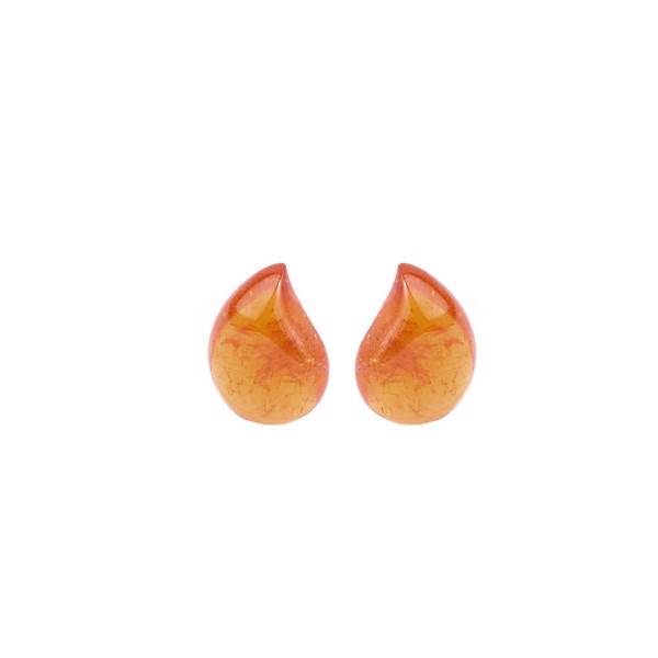 Mandarin garnet, orange, wave, cabochon, 14x10mm