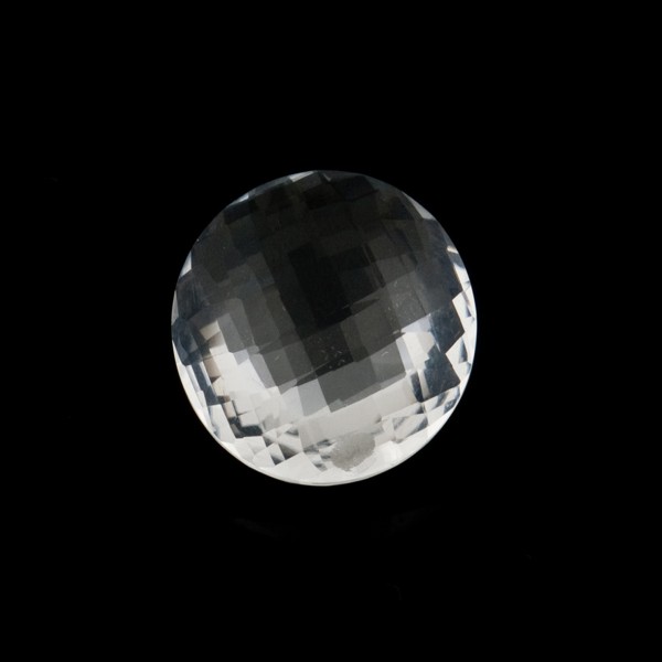 Bergkristall, transparent, farblos, Briolett, facettiert, rund, 12mm