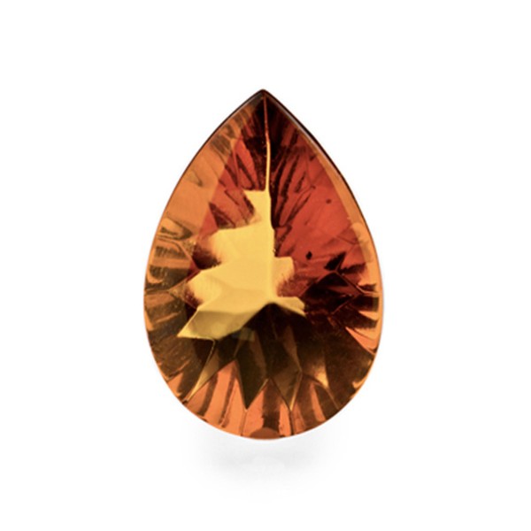 Bernstein (natur), cognacfarben, Buff Top, concave, Birnenform, 16x12 mm