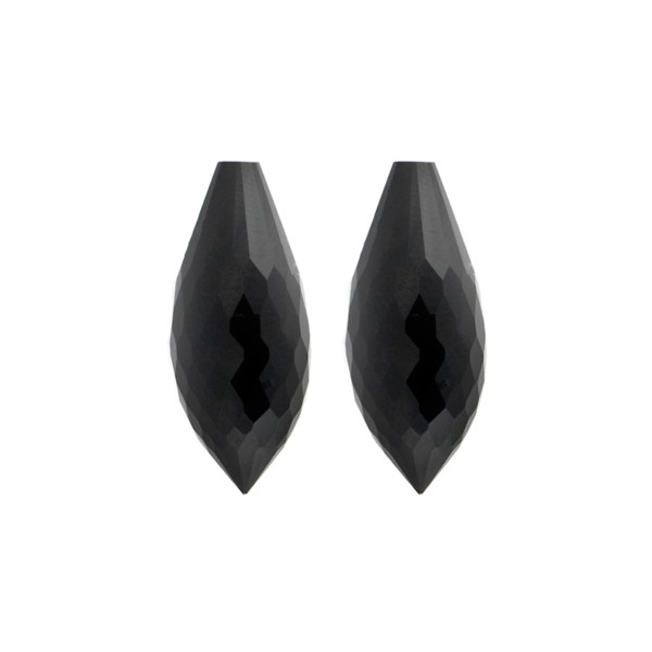 Jade, schwarz, Spitzpampel, facettiert, 26 x 10 mm