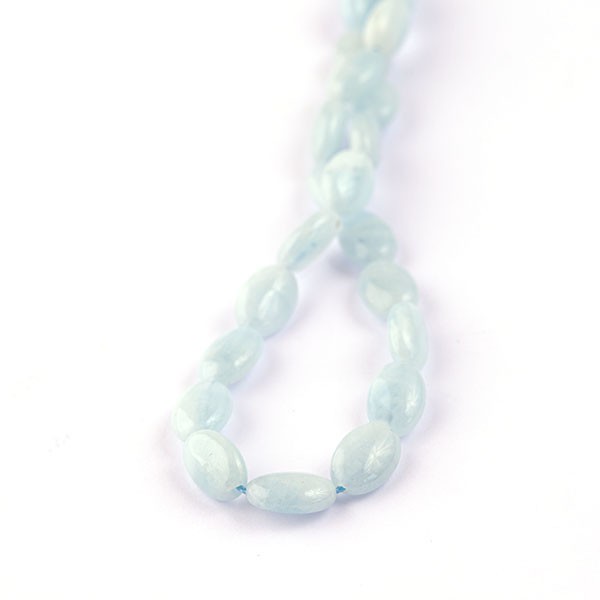 Aquamarine, strand, blue, lense, oval, smooth, 12x8 mm
