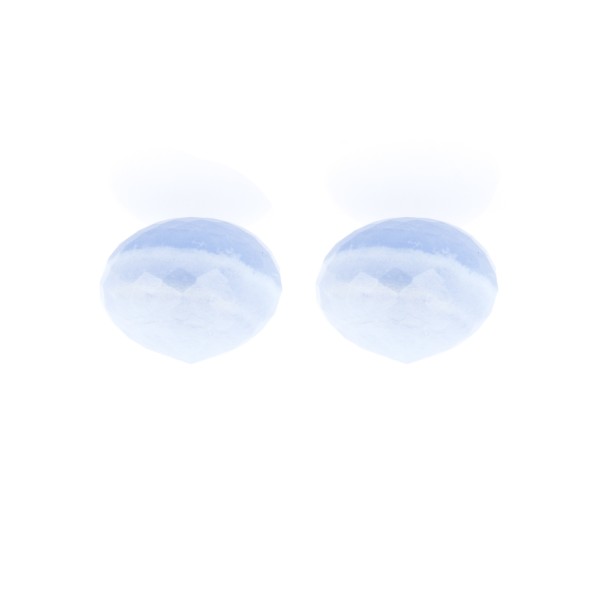 Streifenchalcedon, blau, Pampel, facettiert, Zwiebelform, 13x11mm
