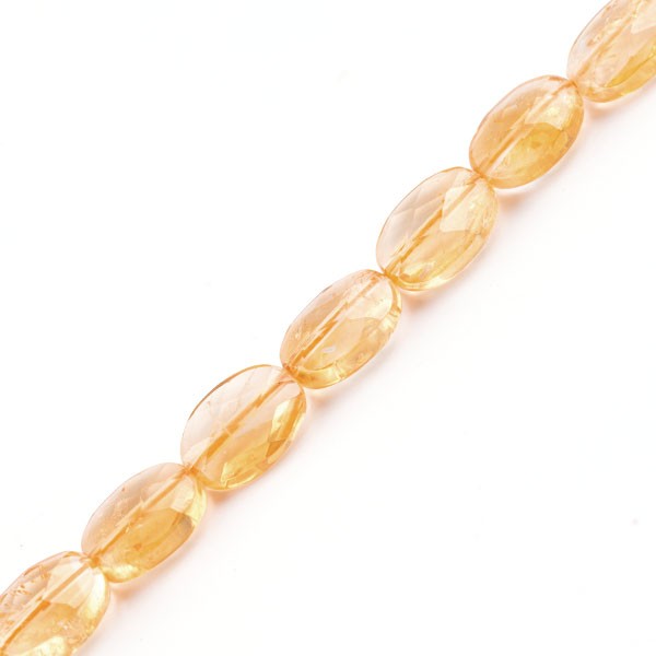 Citrine, strand, golden color, lense, oval, faceted, 14x10 mm