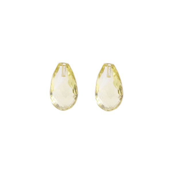 Lemon quartz, lemon, faceted teardrop (harlequine), 15x8mm