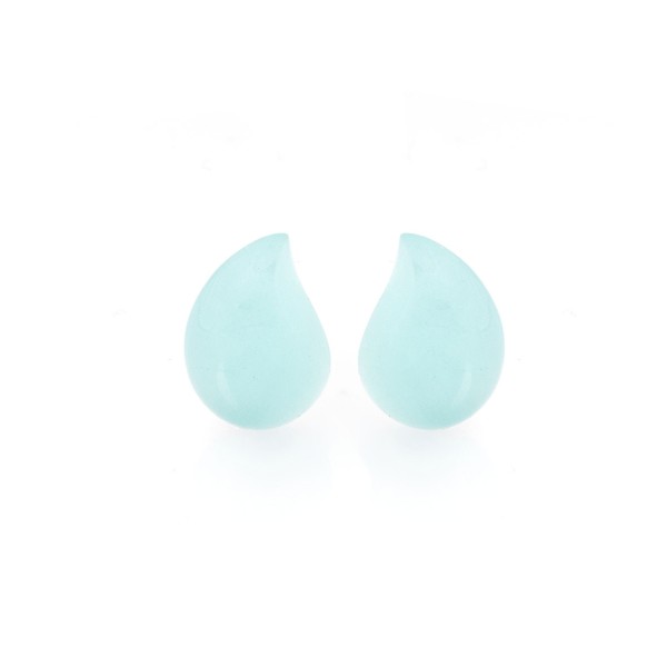 Aquamarin, blau, milky, geschwungene Tropfen, Cabochon, 18x12mm